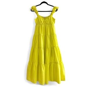 Skies Are Blue Lemon Tiered Maxi Dress